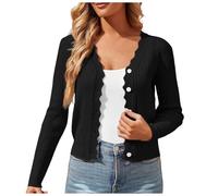 Generisch Trachtenjacke Damen Bolero Dirndl Jacke Trachten Strickjacke mit Knopfleiste Oktoberfest Outfit, Kurz Cardigan Trachtenweste Leicht Bayrische Jäckchen Trachten Blusenjacke Strickweste