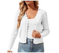 Generisch Trachtenjacke Damen Bolero Dirndl Jacke Trachten Strickjacke mit Knopfleiste Oktoberfest Outfit, Kurz Cardigan Trachtenweste Leicht Bayrische Jäckchen Trachten Blusenjacke Strickweste