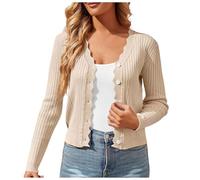 Generisch Trachtenjacke Damen Bolero Dirndl Jacke Trachten Strickjacke mit Knopfleiste Oktoberfest Outfit, Kurz Cardigan Trachtenweste Leicht Bayrische Jäckchen Trachten Blusenjacke Strickweste