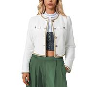 Generisch Trachtenjacke Damen Kurz Dirndl Jacke Bolero Trachten Strickjacke Slim Fit Blazer Cardigan Festlicher Trachtenblazer mit Knopfleiste Modern Bayrische Tracht Oktoberfest Jacke Lodenjacke