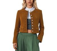 Generisch Trachtenjacke Damen Kurz Dirndl Jacke Bolero Trachten Strickjacke Slim Fit Blazer Cardigan Festlicher Trachtenblazer mit Knopfleiste Modern Bayrische Tracht Oktoberfest Jacke Lodenjacke