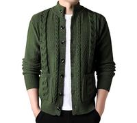 Generisch Trachtenjacke Herren Oktoberfest Jacke Trachtenanzug Trachtenjanker Modern Tracht Trachten Strickjacke Janker Kleidung Hemden Strick Trachtenstrickjacke Sweatjacke (Green, L)