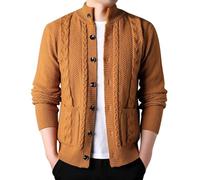 Generisch Trachtenjacke Herren Oktoberfest Jacke Trachtenanzug Trachtenjanker Modern Tracht Trachten Strickjacke Janker Kleidung Hemden Strick Trachtenstrickjacke Sweatjacke (Orange, XXXL)