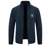 Generisch Trachtenjacke Herren Trachten Strickjacken Langarm Sportlich Trachtenjanker zum Oktoberfest Outfit Leicht Modern Cardigan Trachten Freizeitjacke für Männer Reißverschluss (Black-A, XXXXL)