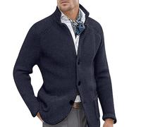 Generisch Trachtenjacke Herren, Trachtenjacke Herren Oktoberfest Trachten Strickjacke Trachtenhemd Elegant Trachtenjacken Baumwolljacke Trachtenweste Cardigan Wolljacke, Navy, M