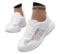 Generisch Trachtenschuhe Damen Flach Sneaker Bequem Sommerschuhe Spitze Dirndl Schuhe Lace Braut Oktoberfest Zum Kleid Hochzeitsschuhe Leichte Stoffschuhe Atmungsaktive Mesh Brautschuhe Rachtenschuhe