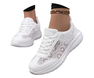 Generisch Trachtenschuhe Damen Flach Sneaker Bequem Sommerschuhe Spitze Dirndl Schuhe Lace Braut Oktoberfest Zum Kleid Hochzeitsschuhe Leichte Stoffschuhe Atmungsaktive Mesh Brautschuhe Rachtenschuhe