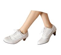 Generisch Trachtenschuhe Damen, Trachtenschuhe Damen Pumps Dirndl Schuhe Trachten Absatzschuhe Slingback Mary Jane Shoes High Heels Hochzeitsschuhe Elegant Riemchenpumps Tanzschuhe, White, 42