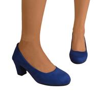 Generisch Trachtenschuhe, Trachtenschuhe Damen Trachten Hochzeitsschuhe Slingback Dirndl Schuhe Pumps Absatzschuhe High Heels Tanzschuhe Elegant Mary Jane Shoes Riemchenpumps, Blue, 35