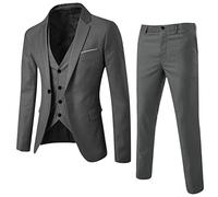 Generisch Trainingsanzug Herren Jogginganzug Sommer Herren Business Formale Hochzeit Party Freizeit Senior Stretch Slim Suit Weste Jacke DREI Sets Anzug Karneval Herren (Dark Gray, M)