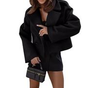 Generisch Trenchcoat Damen Kurz Wolle Zweireihig Winterjacke Damen Warm mit Knöpfen Wollmantel Damens Winter Kurze Übergangsjacke Frauen Elegant Revers Mantel Übergang Kurzer Mantel