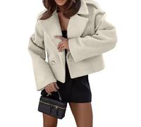 Generisch Trenchcoat Damen Kurz Wolle Zweireihig Winterjacke Damen Warm mit Knöpfen Wollmantel Damens Winter Kurze Übergangsjacke Frauen Elegant Revers Mantel Übergang Kurzer Mantel