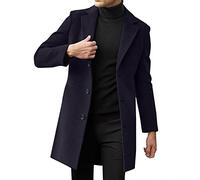 Generisch Trenchcoat Herren Lang Wollmantel Anzug Slim Fit Mantel Schwarz Retro Herrenmantel Mit Knopf Wintermantel Warme Anzugjacken