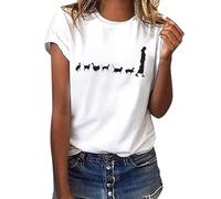 Generisch Tshirt Damen Baumwolle, Baumwolle Rundhals Kurzarm Blusen Sommer Shirt Bequem Tunika Tee Tops Only T für Frühling Herbst