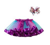 Generisch Tutu Mädchen, Tüllrock Bunt Kinder Kurz Lila Blau Prinzessin Kleid Mädchen Regenbogen Tütü Haarreif Faschingskostüme Feen Verkleidung Ballettrock Tanzrock Tüll 98 4 Jahre Karneval