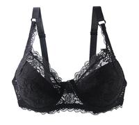 Generisch Übergröße Minimizer Damen Bügel Ungefütterte BHS mit Stickspitze Damen Push Up BH Vollschalen Ungepolster Floraler Spitze Klassische Haltungskorrektur Soft Cup Bra Komfort Alltag