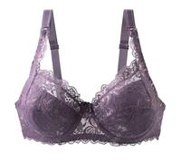 Generisch Übergröße Minimizer Damen Bügel Ungefütterte BHS mit Stickspitze Damen Push Up BH Vollschalen Ungepolster Floraler Spitze Klassische Haltungskorrektur Soft Cup Bra Komfort Alltag