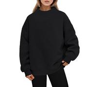 Generisch Übergroßes Damen-Sweatshirt mit Rollkragen als langärmeliges Oberteil für die Herbstsaison (Black, XL)