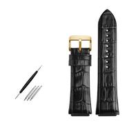 Generisch Uhrenarmbänder kompatibel mit Guess Top Layer Rindsleder-Uhrenarmband W0040G3 W0040G5 W0247G3 Leder-Uhrenkette 22 mm(Black-gold)