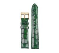 Generisch Uhrenarmband aus Kalbsleder mit Krokodilstruktur, 18 mm, 20, 22, for Herrenuhren, Zubehör, solide Schnalle, Blau, Grün, Braun(Green gold,22mm)