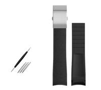 Generisch Uhrenarmband passend for Longines Concas Original Gummi Silikon Tauchen L3.742/644 Sport Herrenuhr Armband 21mm(Black Silver Buckle)