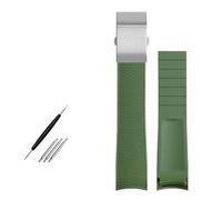 Generisch Uhrenarmband passend for Longines Concas Original Gummi Silikon Tauchen L3.742/644 Sport Herrenuhr Armband 21mm(Green Silver Buckle)