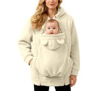 Generisch Umstandsjacke Winter Elegant Tragejacke, 2 in 1 mit Babyeinsatz | Teddyfleece, Winterjacke Flauschig Weich Plüschjacke, warm Winter, Kapuze, Taschen, Teddyfleece, für Schwangere
