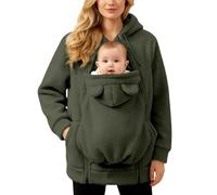 Generisch Umstandsjacke Winter Elegant Tragejacke, 2 in 1 mit Babyeinsatz | Teddyfleece, Winterjacke Flauschig Weich Plüschjacke, warm Winter, Kapuze, Taschen, Teddyfleece, für Schwangere