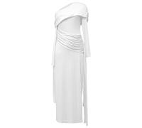 Generisch Umstandskleid Damen One Shoulder Schwangerschaftskleid Elegantes Abendkleider Langarm Hochzeit Kleider Figurbetontes Blusenkleid Bodenlanges Kleid Ballkleid