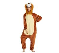 Generisch Unisex Jumpsuit Overall Flanell Hosenanzug Onesie Löwe Pyjamas Winter Warm Einteiler Teddy Fleece Bodysuit Weitem Bein Einteiliger Catsuit Ganzanzug