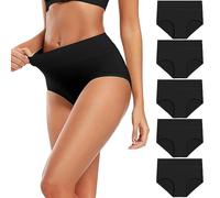 Generisch Unterhosen Damen Baumwolle Atmungsaktive Hohe Taille Weiche Unterwäsche Slips Mehrpack Hipster Basic Bequem Stretch Große Größen Sport Underwear Soft Panties 5Er Pack Marine XL