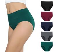 Generisch Unterhosen Damen Baumwolle Atmungsaktive Hohe Taille Weiche Unterwäsche Slips Mehrpack Hipster Basic Bequem Stretch Große Größen Sport Underwear Soft Panties 5Er Pack Wein 3XL