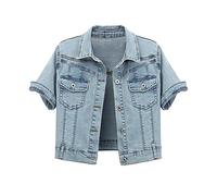 Generisch Urlaub Must Haves Jeansjacke Kurz Damen 3/4 Ärmel Farbige Cropped Jeansjacke Helle Waschung Kurze Jeansjacke Trucker Mantel Jeansjacke Tailliert Damen Schwarz Angebote Des Tages Heute Sale