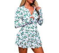 Generisch UV Shirt Damen Schwimmshirt Langarm Rash Guard Surfanzug Badeanzug Rashguards Badeshorts Monokini Bademode Hawaii Urlaub Strandmode Blumenmuster Schwimmenanzug für Pool