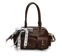 Generisch Vintage Top Handle Bag with Bowknot,Trendy PU Leather Shoulder Bags for Women,Cute Aesthetic Casual Crossbody Bag (dark brown-B, 26 * 11 * 16cm/10.2 * 4.3 * 6.3in)