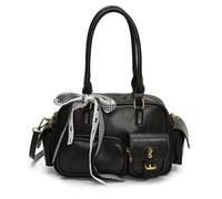 Generisch Vintage Top Handle Bag with Bowknot,Trendy PU Leather Shoulder Bags for Women,Cute Aesthetic Casual Crossbody Bag (black-B, 26 * 11 * 16cm/10.2 * 4.3 * 6.3in)