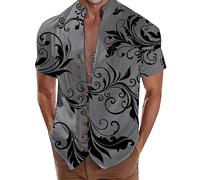 Generisch wanderhemden herrenhemd Hemd Kurzarm Herren Hemd mit Stehkragen Herren Herren Kurzarmhemd jeanshemd Herren Slim fit stehkragenhemd leinen Hemd grün Herren buntes Hemd Herren