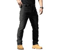 Generisch Wanderhose Cargohose Herren, 2025 Jogginghose Herren Baggy Camouflage Militär Trainingshose Arbeitshosen Dschungelcamp Kostüm Trekkinghose Sommer Baumwolle Cargo Pants(Schwarz,3XL) 2025