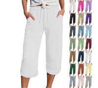 Generisch Wanderhose Damen 7/8 Länge, Musselin Hose 3/4 Leinenhose Sommer Kurze Hosen Sommerhose Leicht Caprihose Culotte Dreiviertel Strandhose Meine Letzte Bestellungen Anzeigen 2025