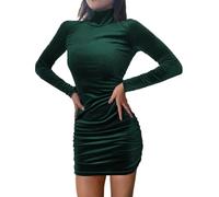 Generisch Warehouse Deal Damenbekleidung Sale Sommerkleid Damen Kurz Womens Sexy Wrap Bodycon Long Sleeves Bodycon Mini Dresses Turtleneck Neck Dress Club Dresses 2025 Weihnachtsstrickpullover