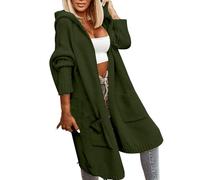 Generisch Warehouse Deals Angebote Wintermantel Damen Elegant Herbstjacke Und Offener Vorderseite, Übergroße Oberbekleidung Mit Kapuze Strickpullover Damen Winter Warm Strickjacke Damen Sale