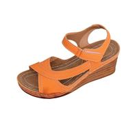 Generisch Wedges Damen Bohemia Elegante Strandschuhe Keilabsatz Schuhe Sandalen Mit Absatz Casual T-Riemen Knöchelriemen Gummiband Lässig Geschlossene Frauen Sommerschuhe Pumps Strandsandalen