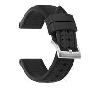 Generisch Weiches Silikon-Kautschuk-Uhrenarmband for Herren und Damen, Sport, wasserdicht, atmungsaktiv, Armband mit matter Schnalle(Black-Black,20MM_BLACK BUCKLE)