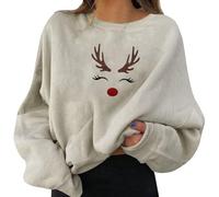 Generisch Weihnachts Pullover Damen Christmas Oberteils Weihnachten Sweatshirt Lustig Weihnachtspulli Weihnachtspullover Xmas Pulli Merry Christmas Sweater Rudolph Rentier Drucken