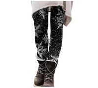 Generisch Weihnachts Sport Leggings Weihnachts Muster Strumpfhose Damen Elastische Leggins Weiche Sporthose Stretch Kompressionshose mit Aufdruck für Frauen Weihnachtskleidung Damen (g-White, L)