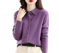 Generisch Weihnachts Strickjacke Damen,Kaschmir Cardigan, Strickpullover Aus Wolle, Lila, Feinstrickpullover, Leichtes, Kurzes Hemd, Schmale Passform, Eleganter Langarmmantel Für Den He