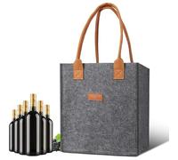 Generisch Weinglas-Einkaufstasche,Wiederverwendbare Weintasche aus Filz - 6 Fächer Bierfilz-Flaschentasche - Reise-Handbiertasche, wiederverwendbar für Picknick, Party, Reisen, Camping