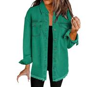 Generisch Weisse Jeansjacke Damen, Trachtenjacke Damen, Oversize Denim Jacke Frayed Hem Übergangsjacke Leichte Sommerjacke Jeansjacken Frühjahr Sommer Jacke Freizeitjacke, Monatsabrechnung Anzeigen