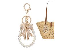 Generisch Weißer Strass Schleifen Schlüsselanhänger - Ästhetische Weiße Niedliche Schleifenform Elegante Dekoration - Schlüsselanhänger Für Damen,als Dekoration Mode-Accessoire Indoor und Outdoor