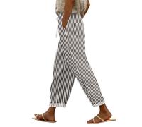 Generisch Weite Hose Damen Leinenhose Sommer Einfarbig Stoffhose Weite Casual Sommerhose Bequeme Plissee Gerader Schlupfhose mit Tunnelzug Hose orange Damen